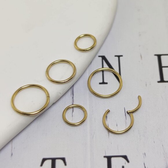 Gold 18G Tiny Seamless Hoops Set for Multiple Piercings, Hypoallergenic Surgical - Picture 9 of 9